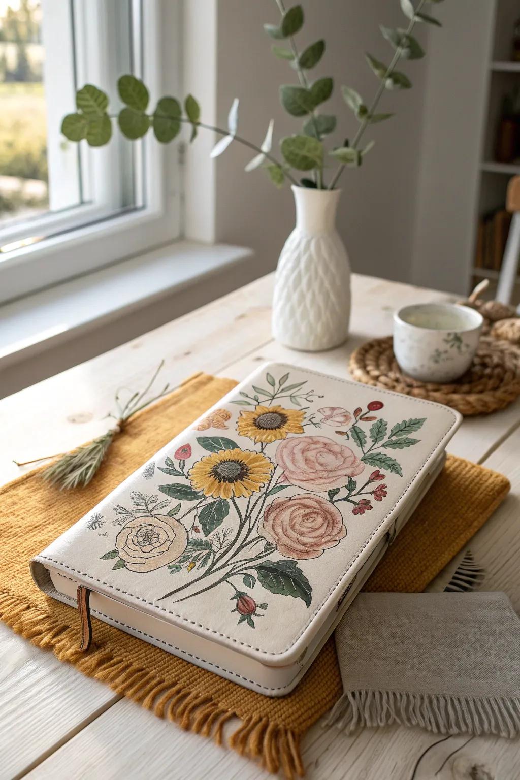 Bring the beauty of nature to your readings with a hand-painted floral Bible cover. 🌸📖 #ScandinavianStyle #BibleArt