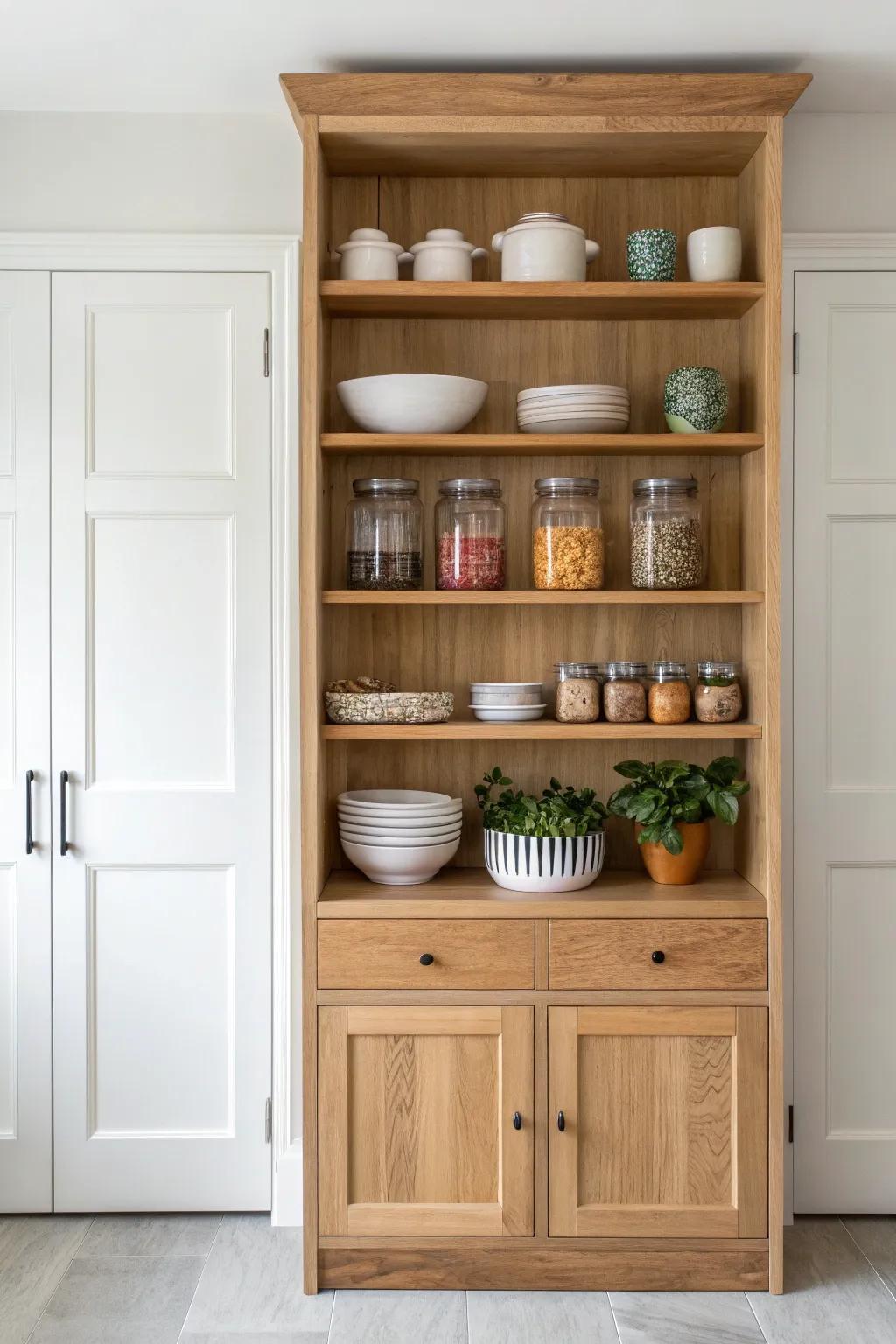 Elevate your pantry style with minimalist elegance and a touch of Boho chic.