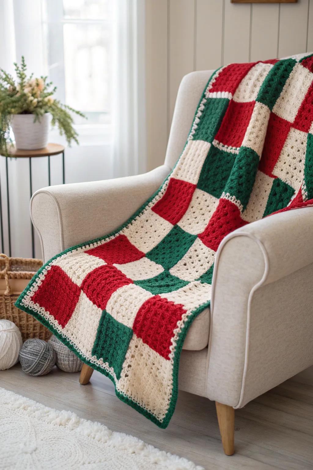Wrap yourself in the timeless charm of a gingham Christmas blanket, where minimalist elegance meets festive warmth.