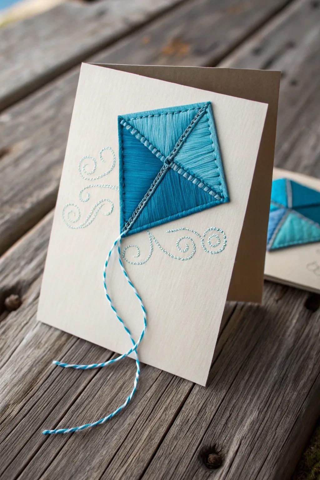 Unleash the joy of a kite adventure with this handcrafted birthday card masterpiece.