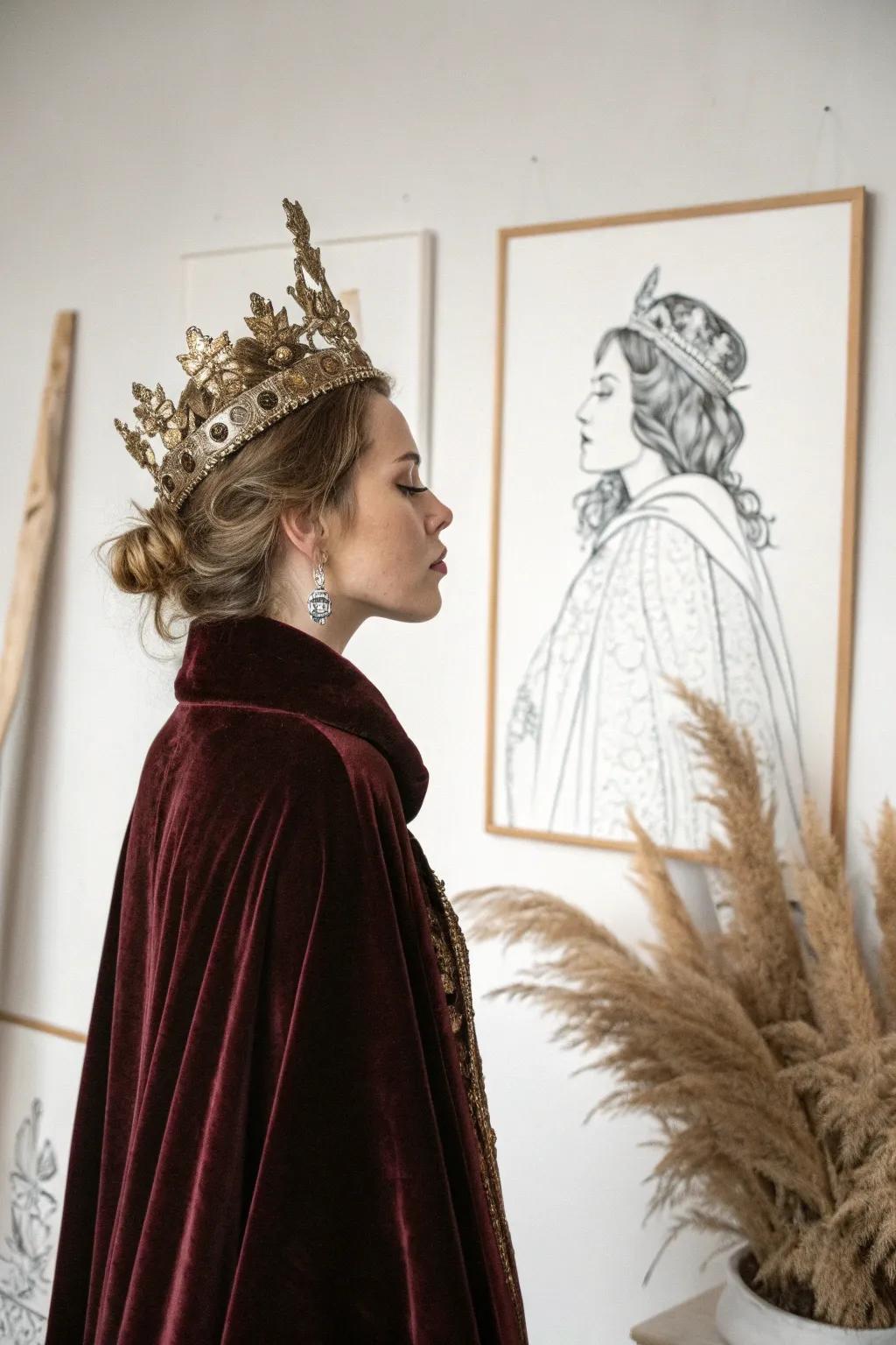 Elegance and Majesty: A Classic Royal Portrait with Scandinavian Minimalism.