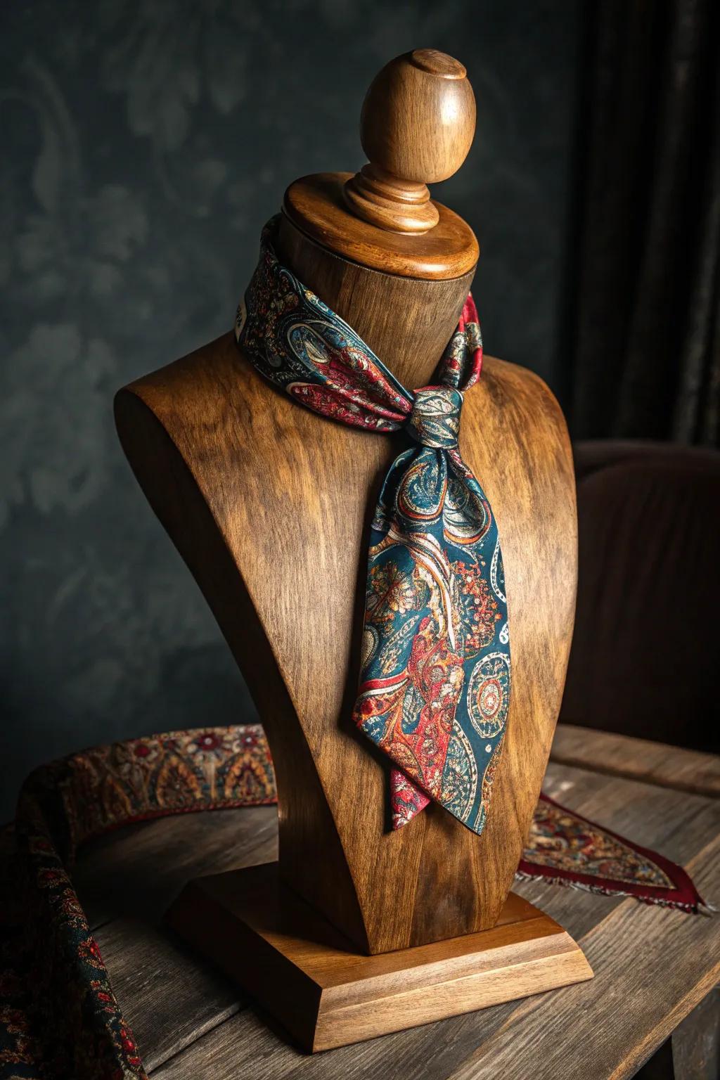 Elevate your tie display with artisanal elegance.