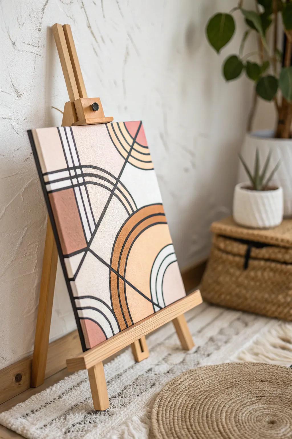 Unleash your creativity with geometric shapes and bold lines for a minimalist masterpiece. #ArtInspiration #ScandiBoho