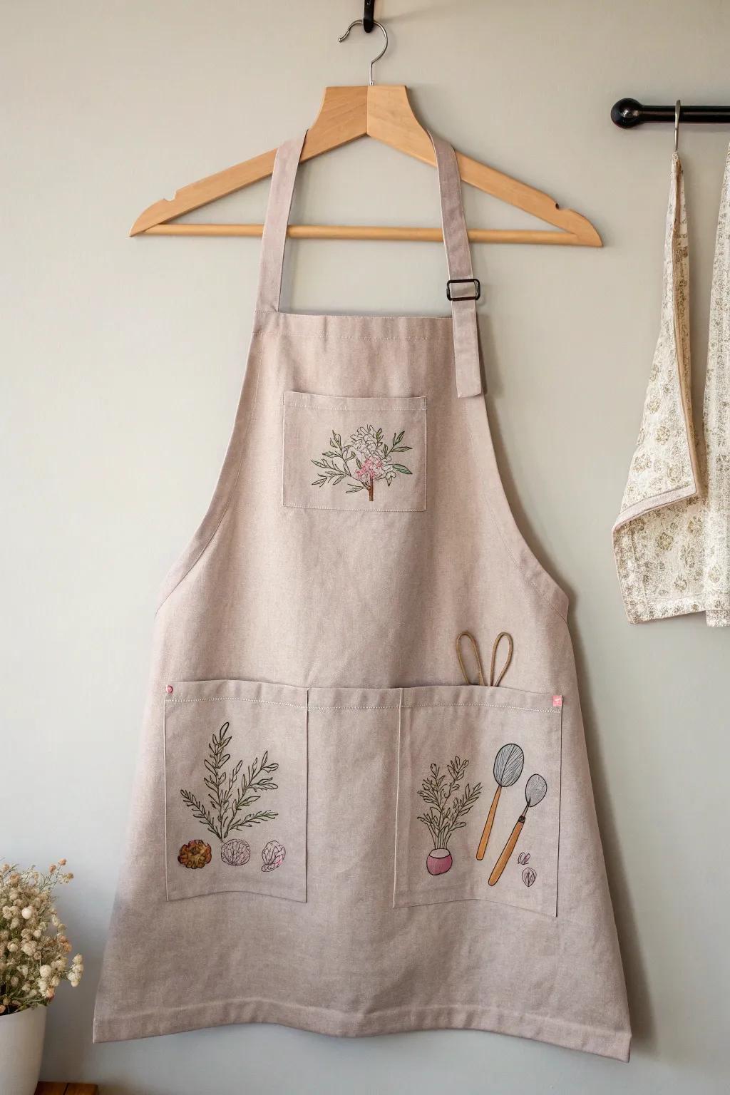 Add a personal touch to your kitchen with an elegantly embroidered apron.