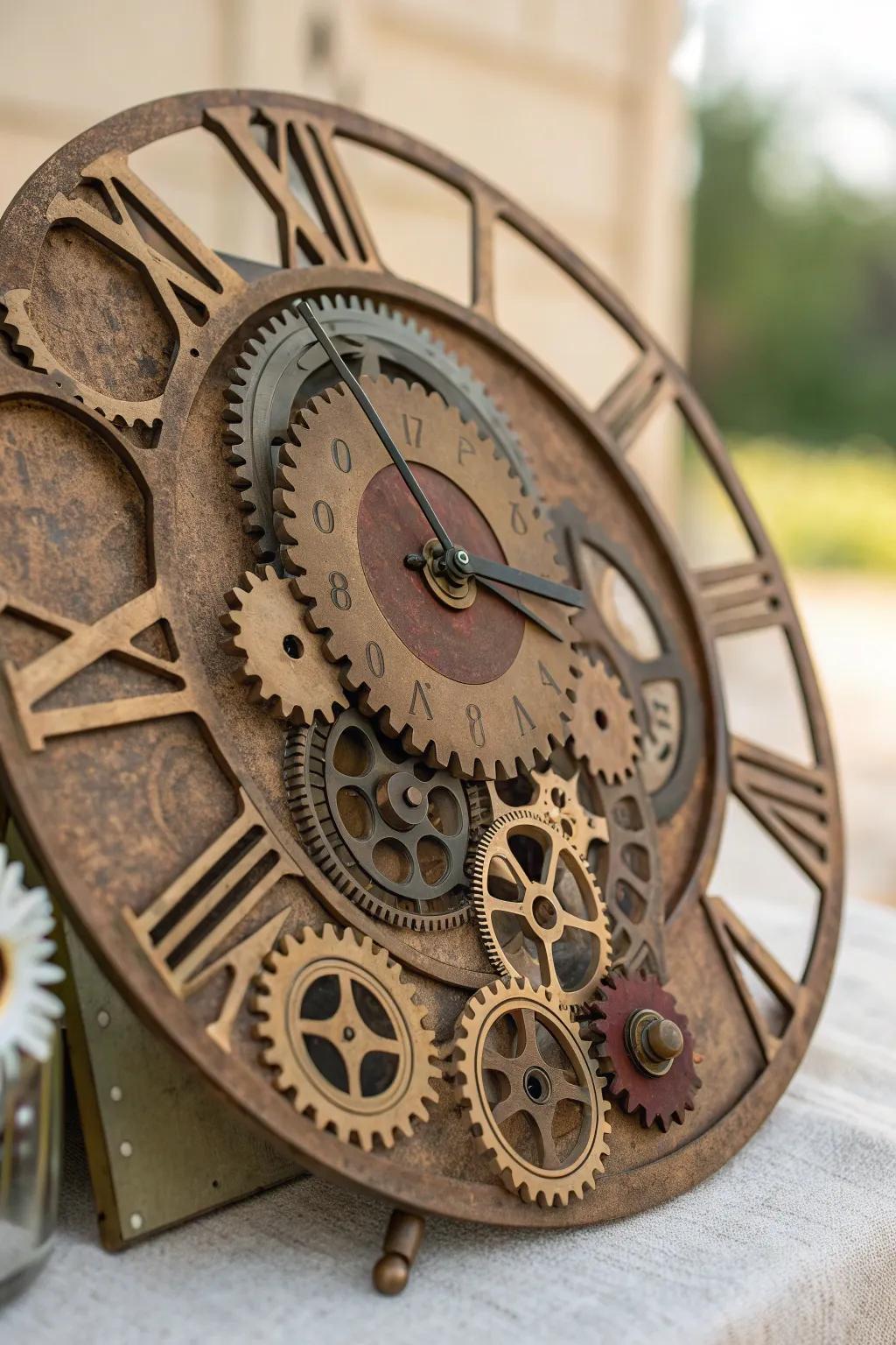 Timeless Elegance: Discover the charm of steampunk with this handcrafted clock face.