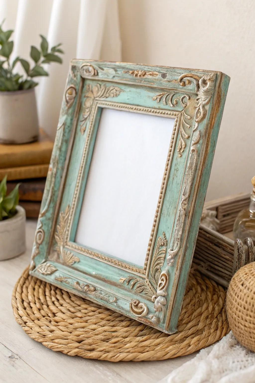 Transform your space with a DIY patina frame that whispers stories of the past.