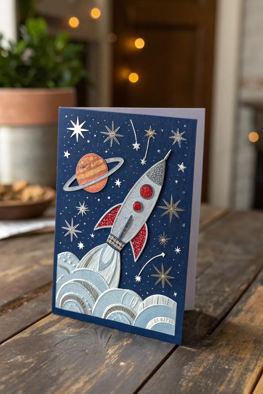 Celebrate his special day with a handcrafted journey to the stars! 🚀✨ #SpaceExplorerCard #HandmadeCrafts