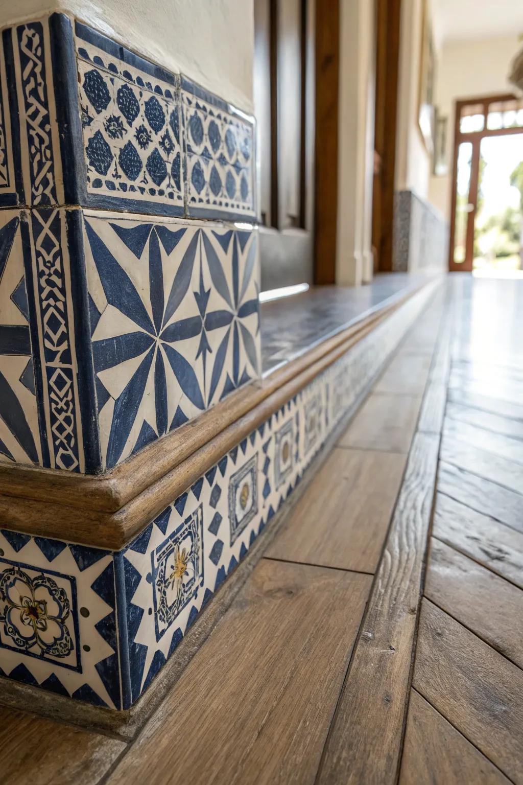 Elevate your entryway with a stunning tile border that blends old-world charm with modern craftsmanship.