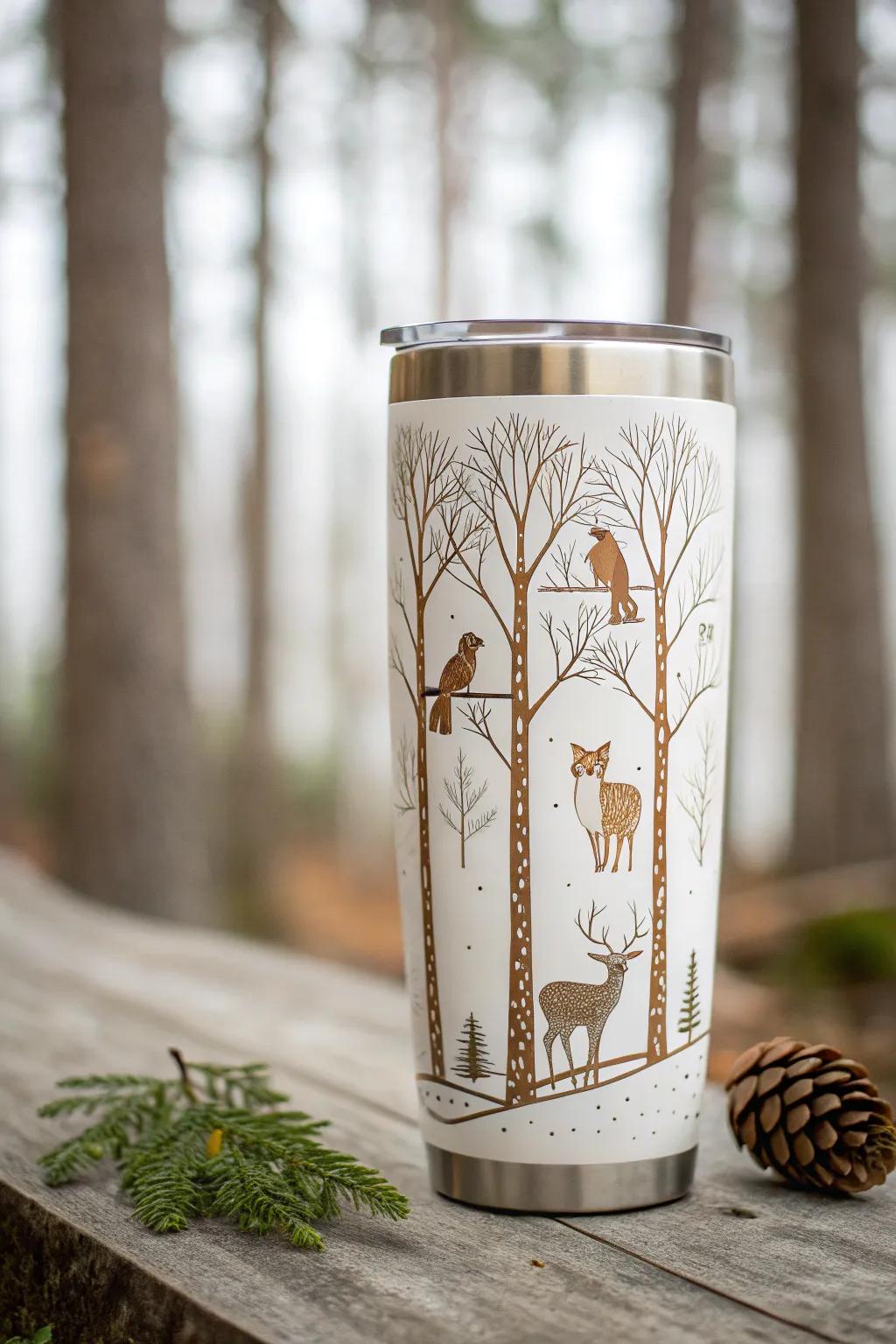 Step into a whimsical woodland world with this enchanted tumbler design.