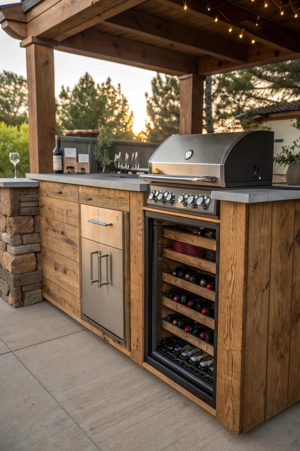 Elevate your grilling experience with the luxury of an integrated wine cooler.