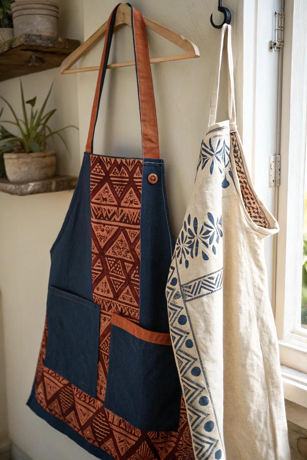 Transform your style with this stunning convertible apron that doubles as a tote bag - where Scandinavian minimalism meets bold Boho beauty.