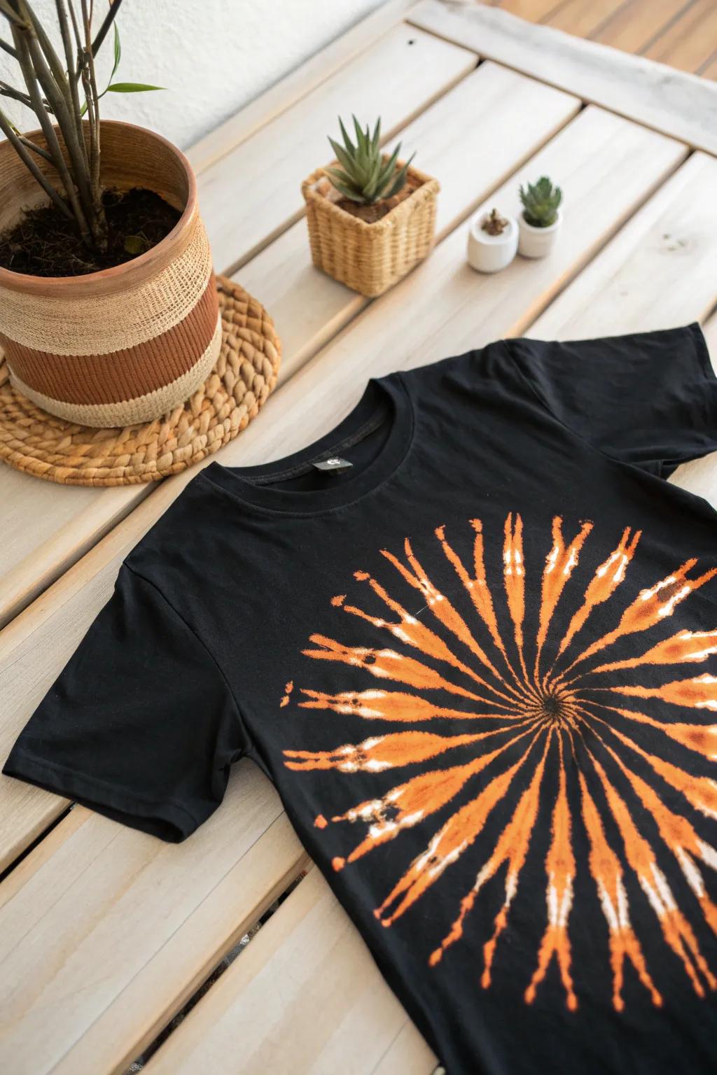 Radiate style with this stunning sunburst bleach dye effect—where minimalist meets bold creativity.