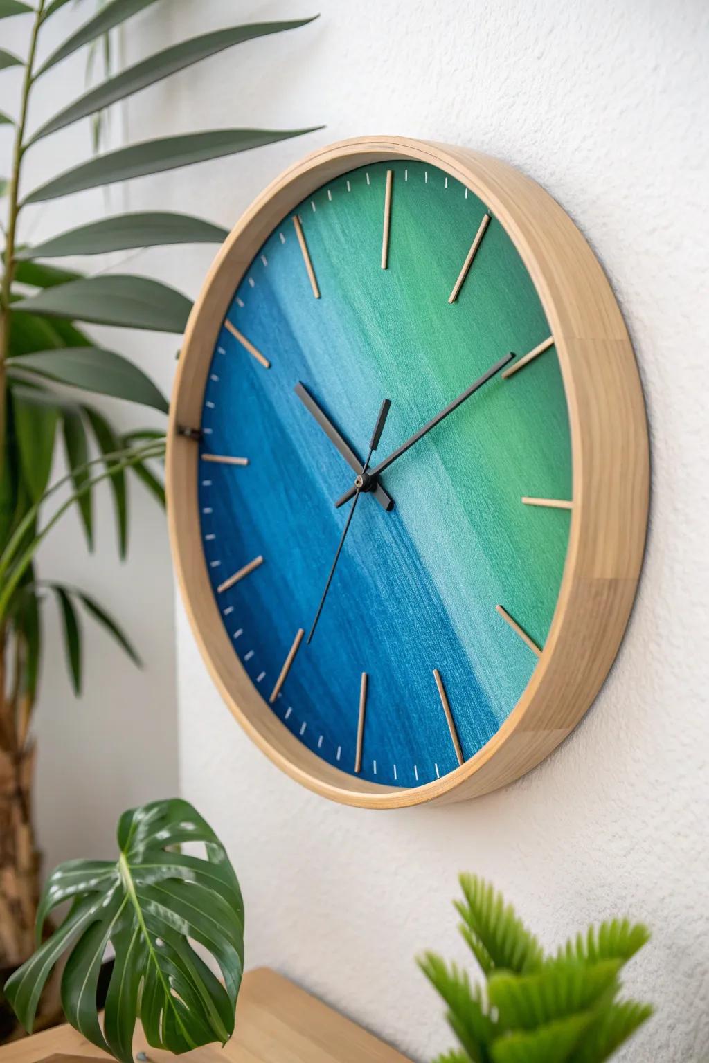 Elevate your space with a touch of bold elegance: A vibrant clock face that steals the show.