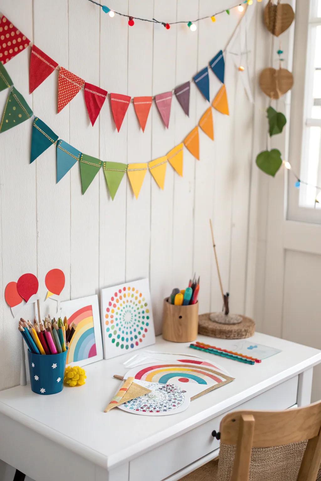 Add a splash of color and creativity to your space with a handcrafted garland, where simplicity meets boldness.