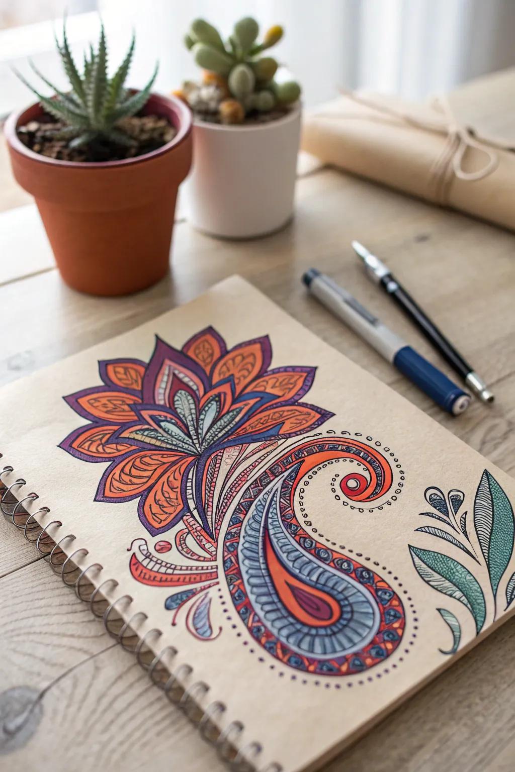 Find tranquility in the art of tangle doodling, where simplicity meets bold beauty.