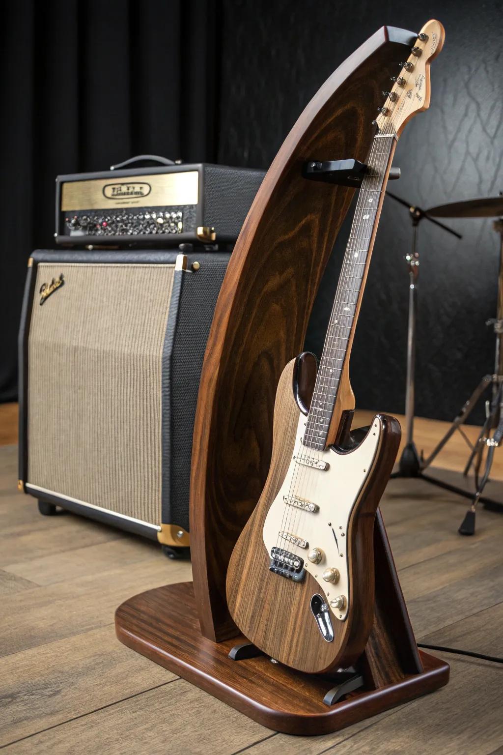 Elevate your music setup with this artisan-crafted foldable stand, perfect for the modern musician on the go.