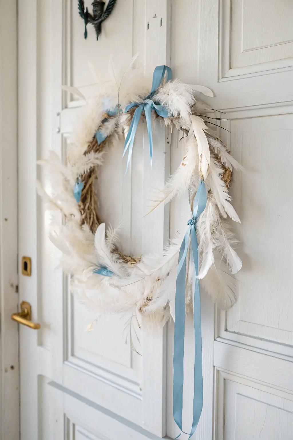 Welcome serenity into your home with this heavenly gate wreath, a perfect blend of minimalist elegance and boho charm.