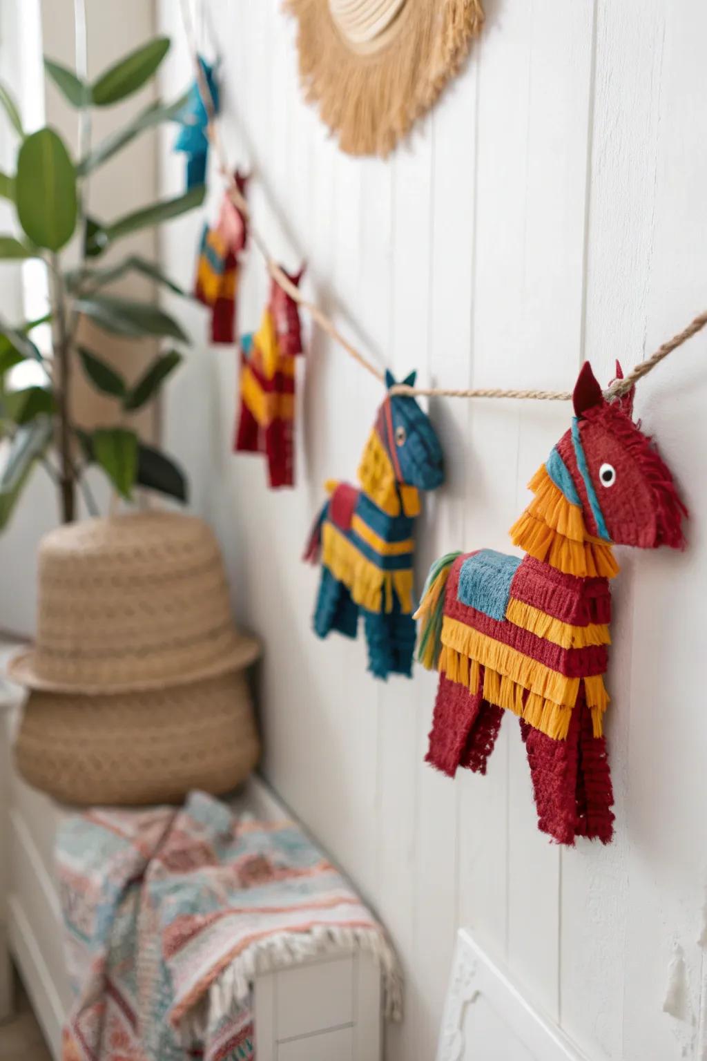 Add a festive touch to your home with a vibrant piñata garland, where craftsmanship meets color in perfect harmony.