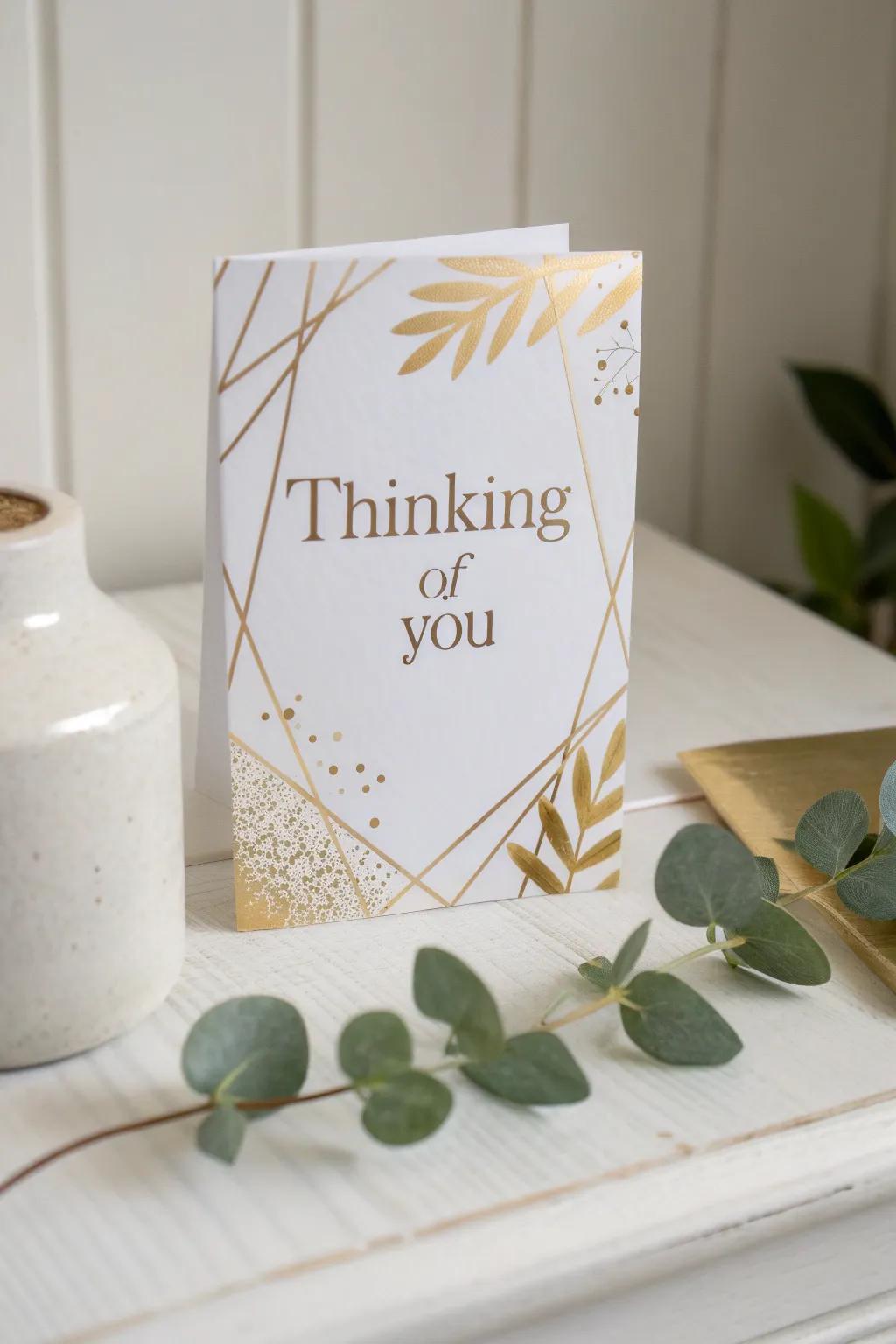Add a touch of elegance to your sentiments with a gold foil accented card. Perfect for those who appreciate simplicity with a luxurious twist.