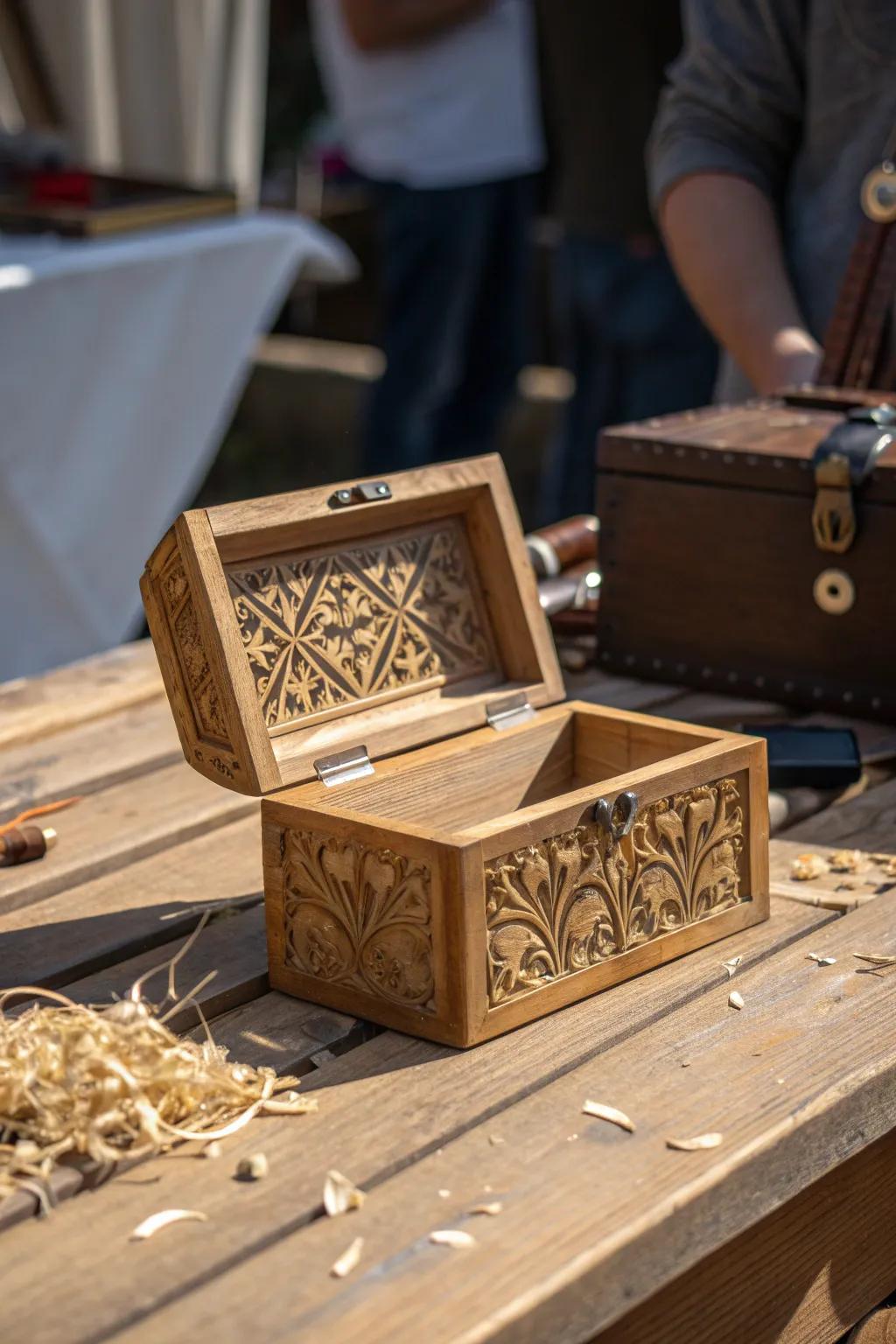 Showcasing craftsmanship: A masterpiece of woodwork ready for the market.