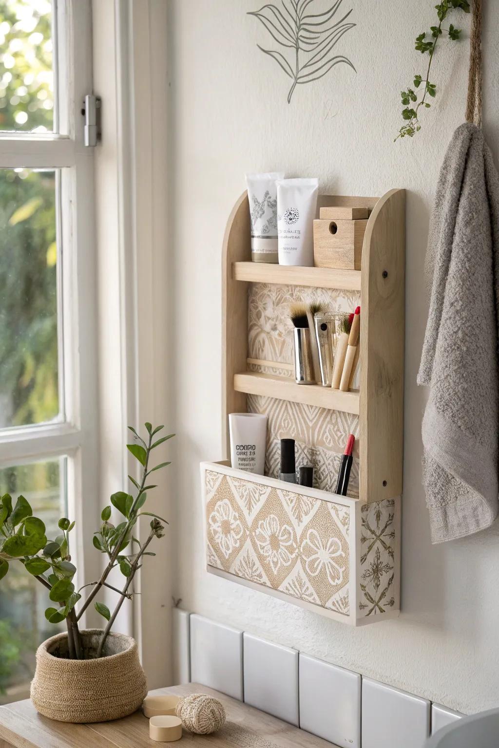 Elevate your space with chic and functional adhesive wall organizers for effortless makeup storage.