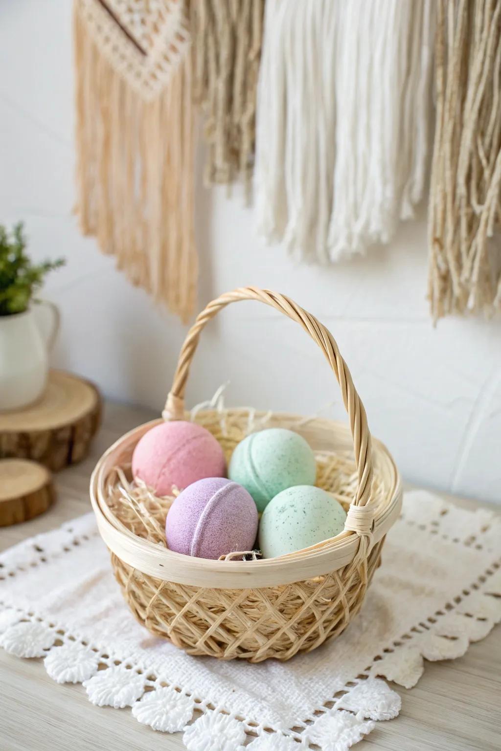 Basket of Joy: A charming, minimalist gift idea for bath lovers.