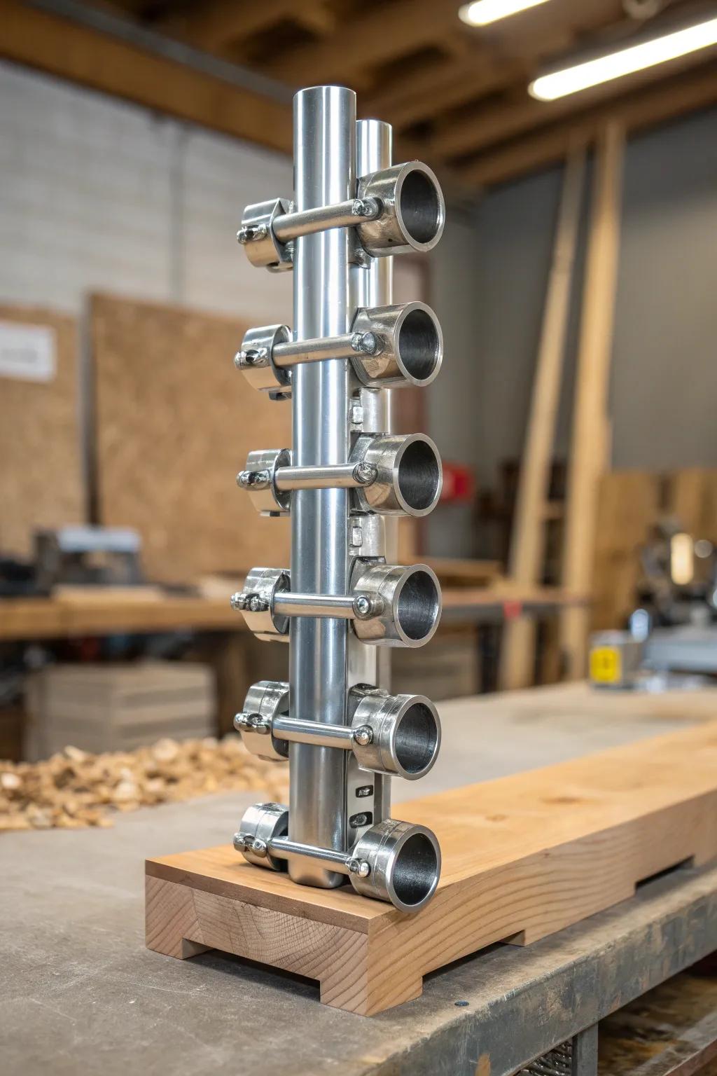 Elevate your workspace with a stunning pipe clamp tower—where craftsmanship meets organization.