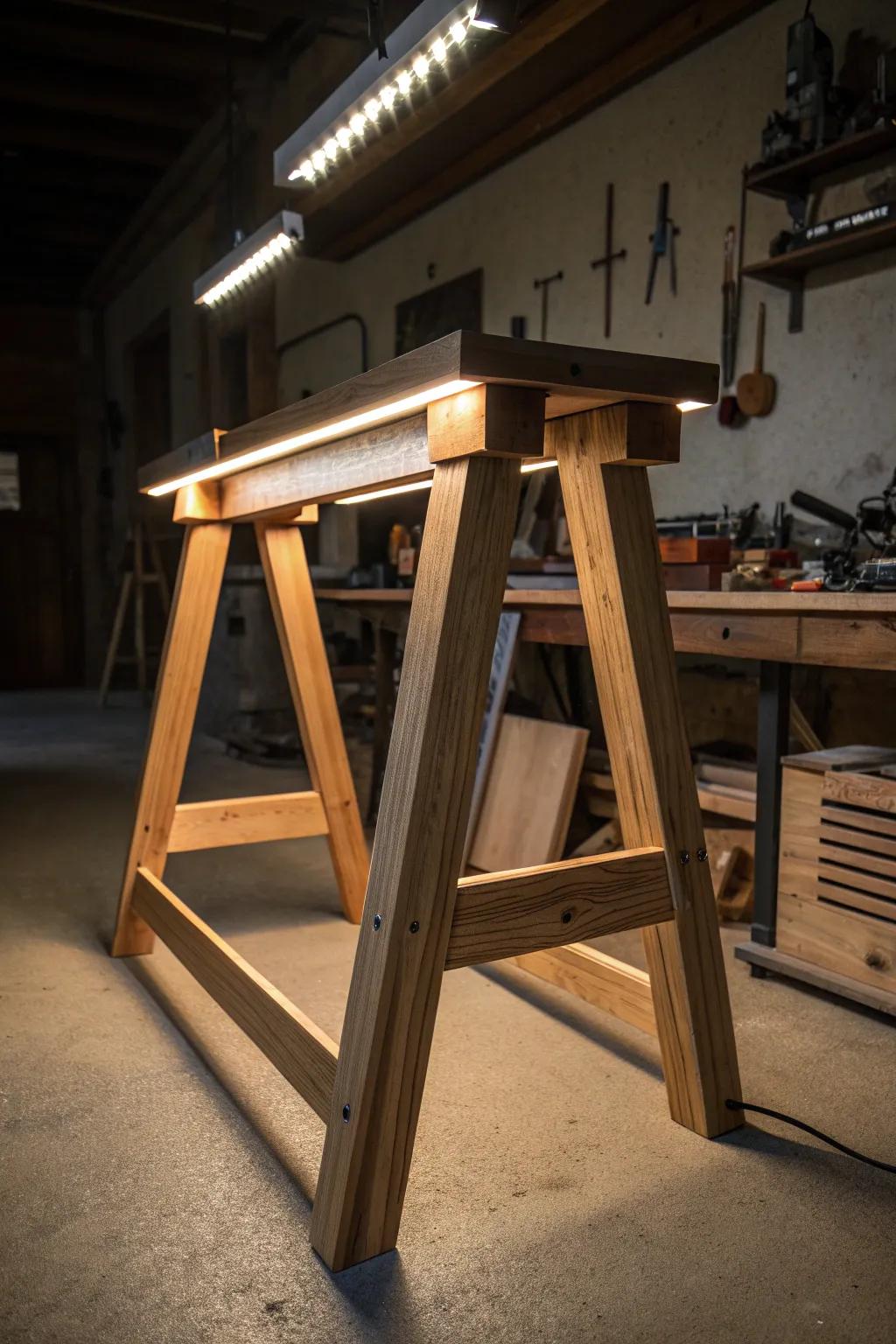 Illuminate your craft: a fusion of tradition and innovation with our lit sawhorse.