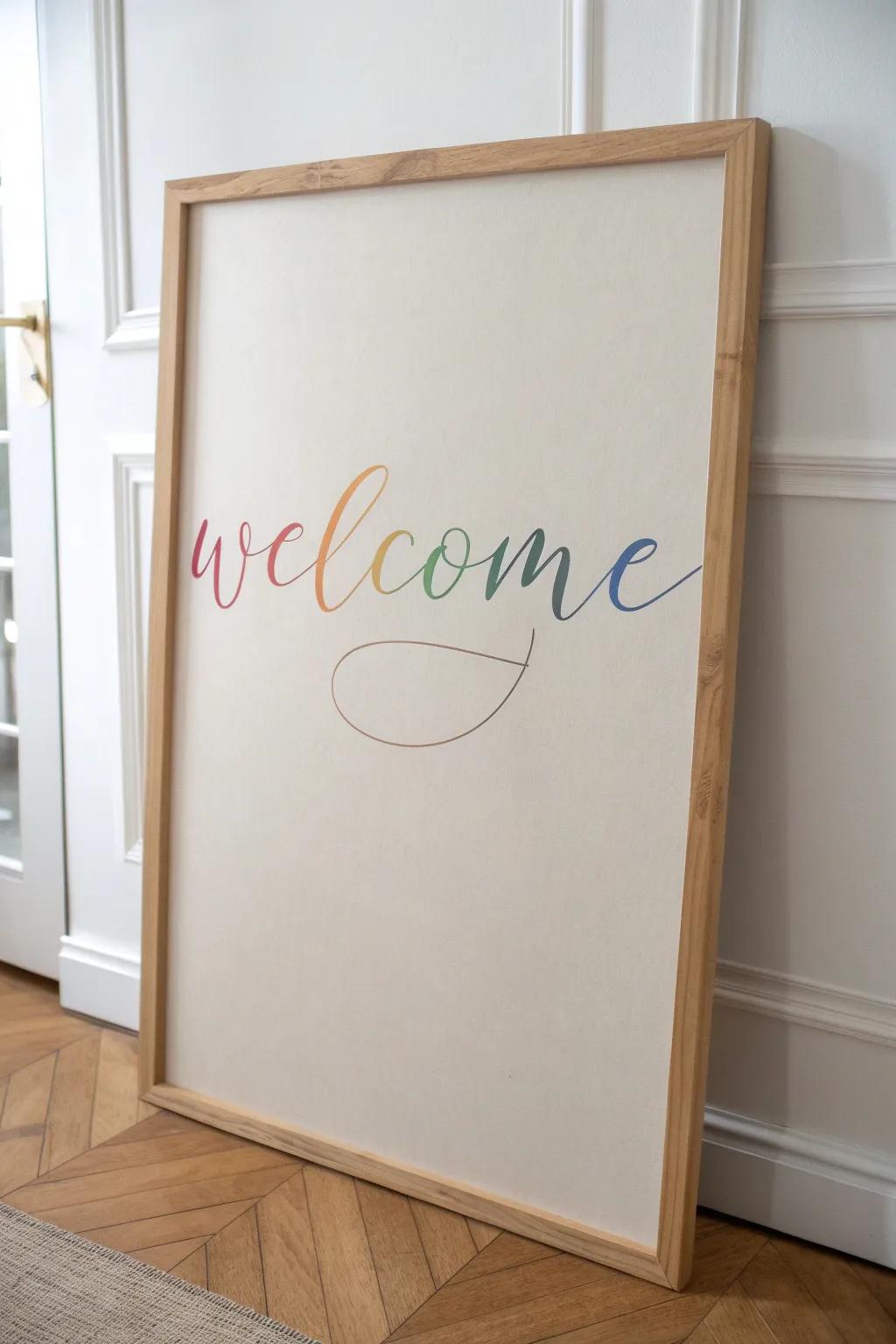 Embrace diversity with a simple yet elegant 'Welcome' poster in multiple languages.