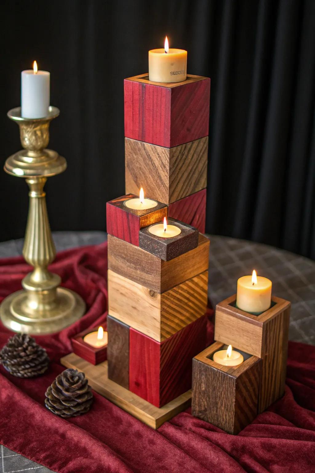 Illuminate your space with handcrafted charm — a unique 2x4 candle holder for a cozy, elegant ambiance.