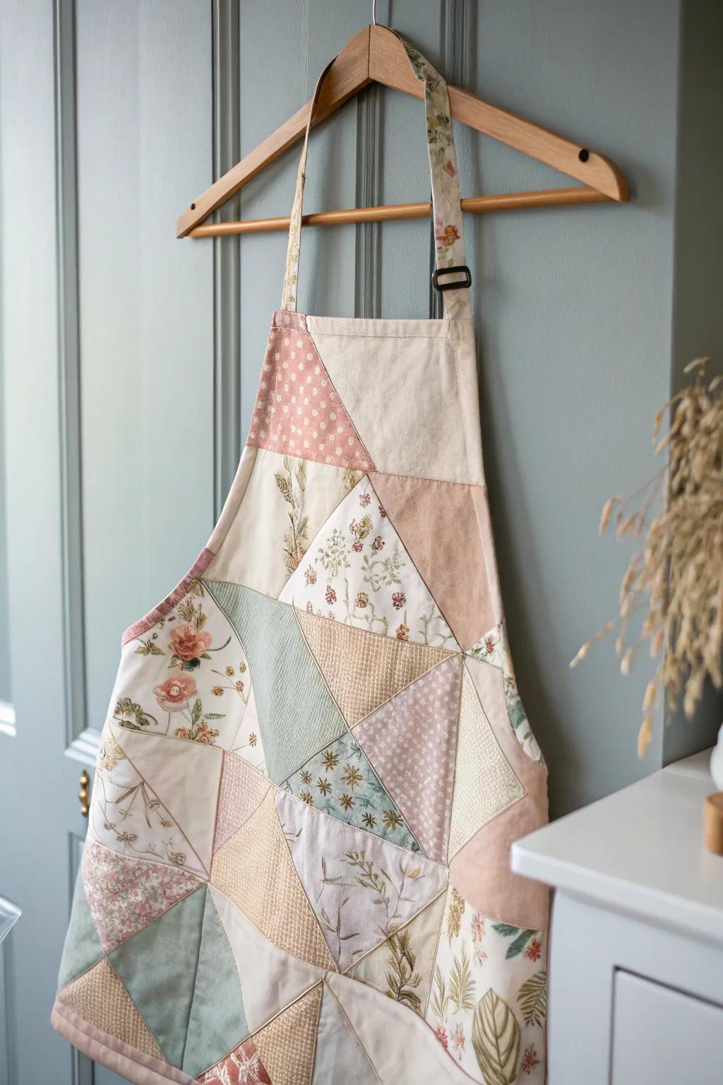 Craft a charming patchwork apron that brings a touch of artistry to your kitchen attire.