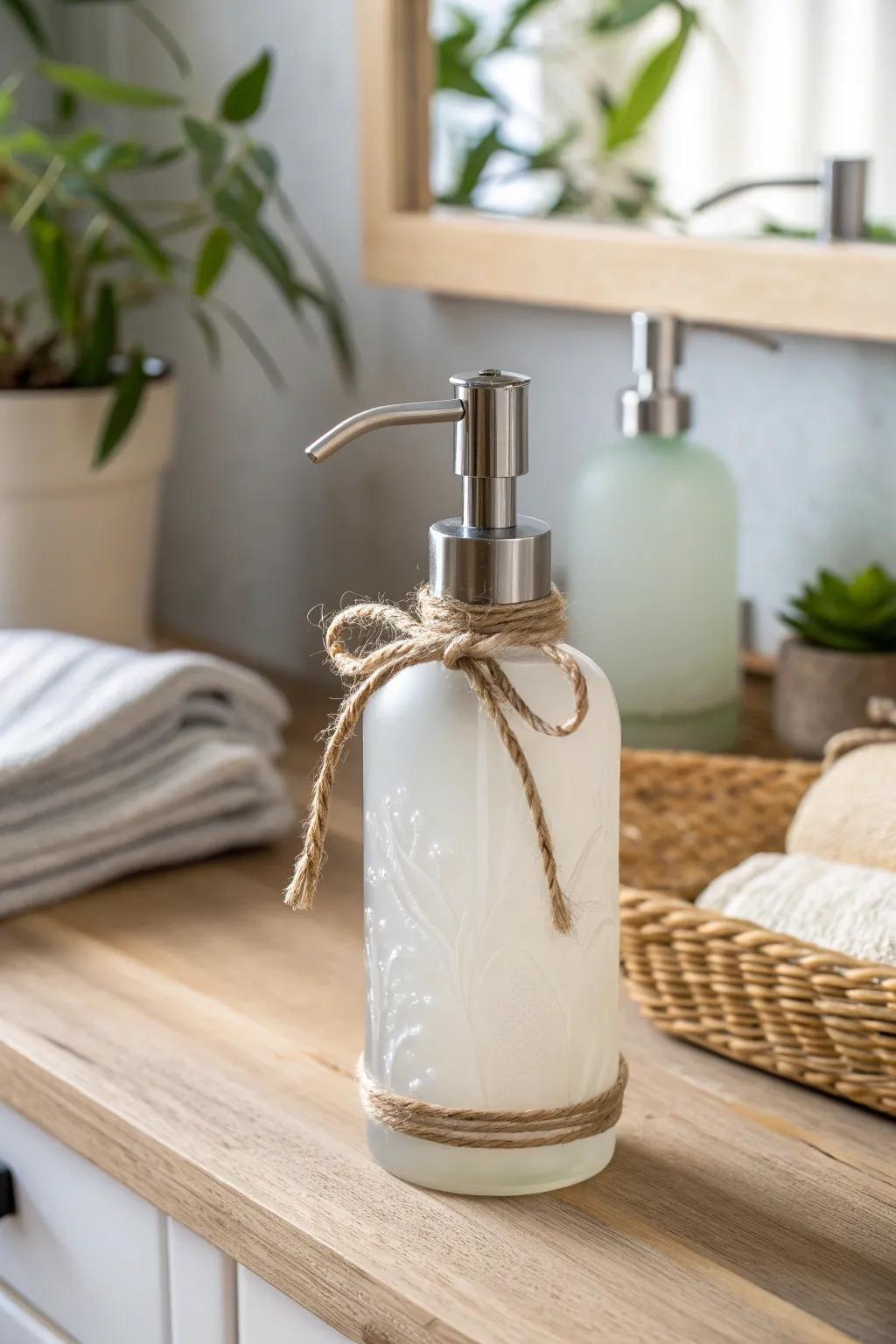 Transform your space with elegant upcycled bottle soap dispensers - a perfect blend of style and sustainability.