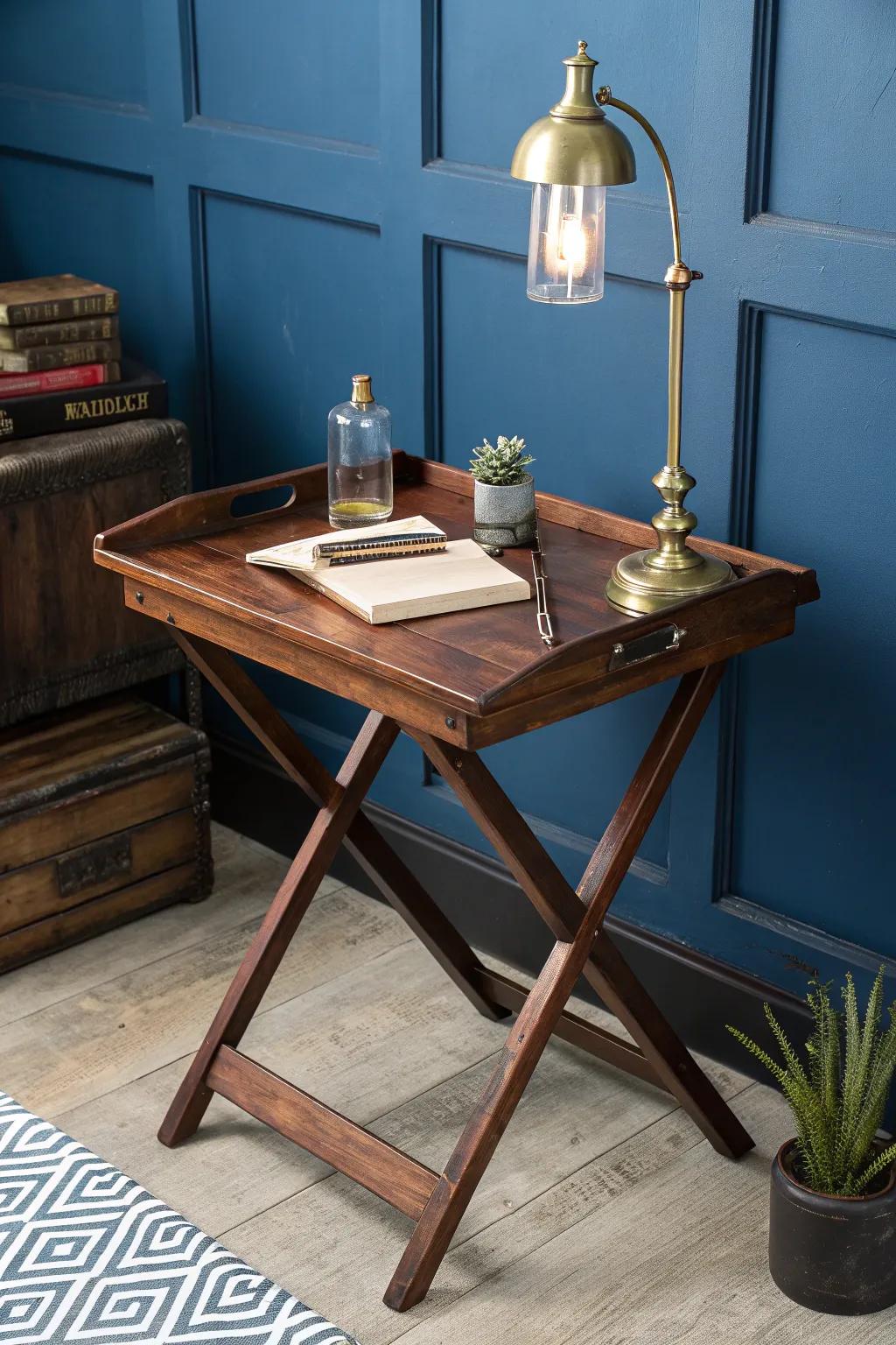Elevate your space with this versatile foldable tray table, where practicality meets style.