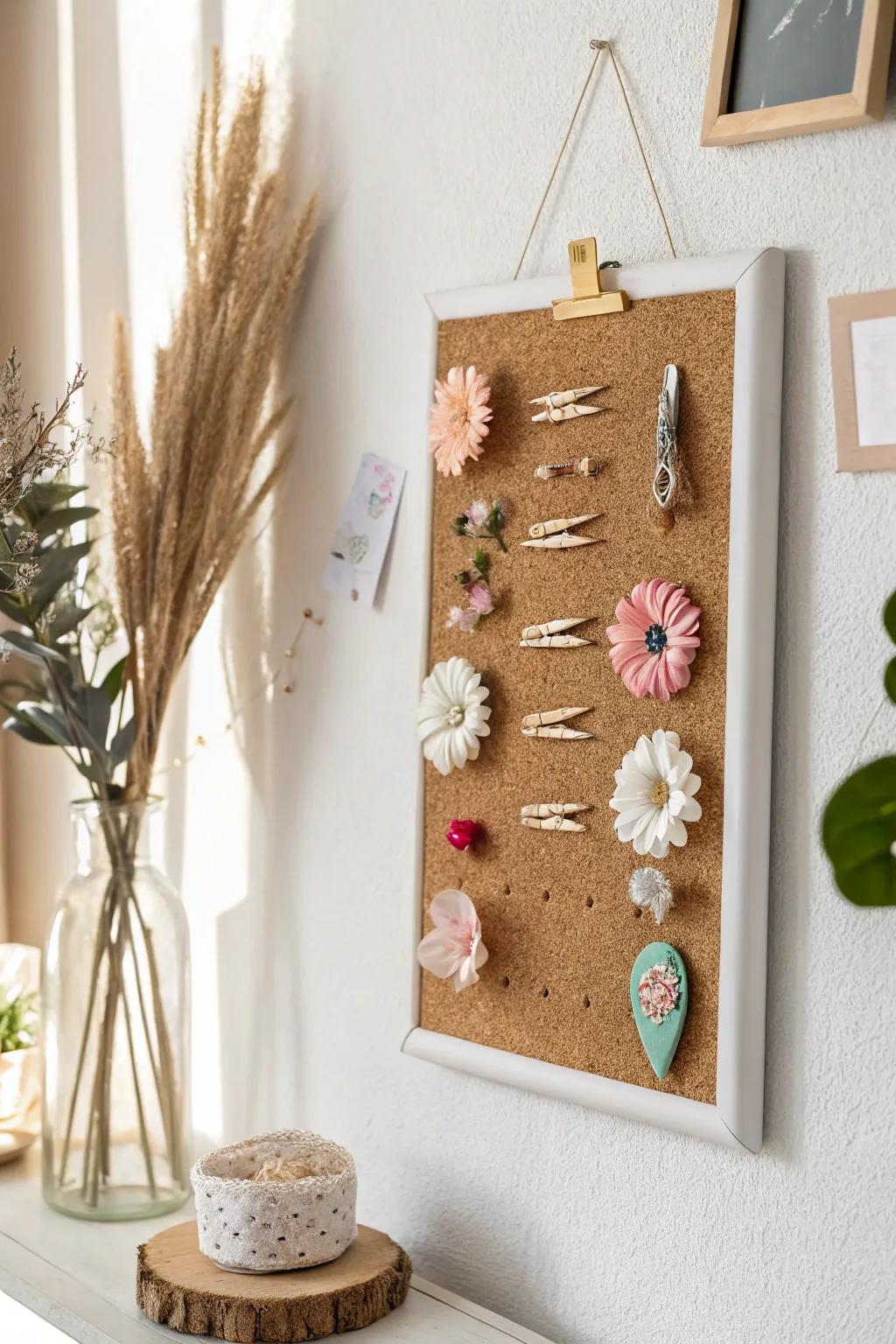 Elevate your accessory game with this chic DIY cork board hair clip holder!