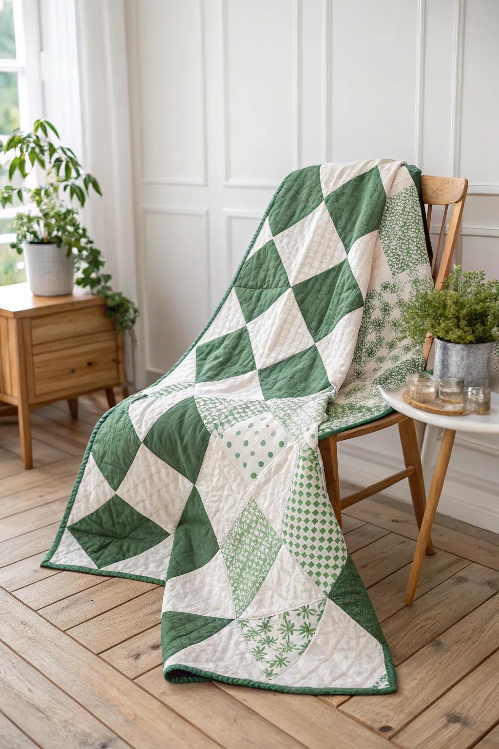 Embrace the crisp elegance of green and white simplicity in your home decor.
