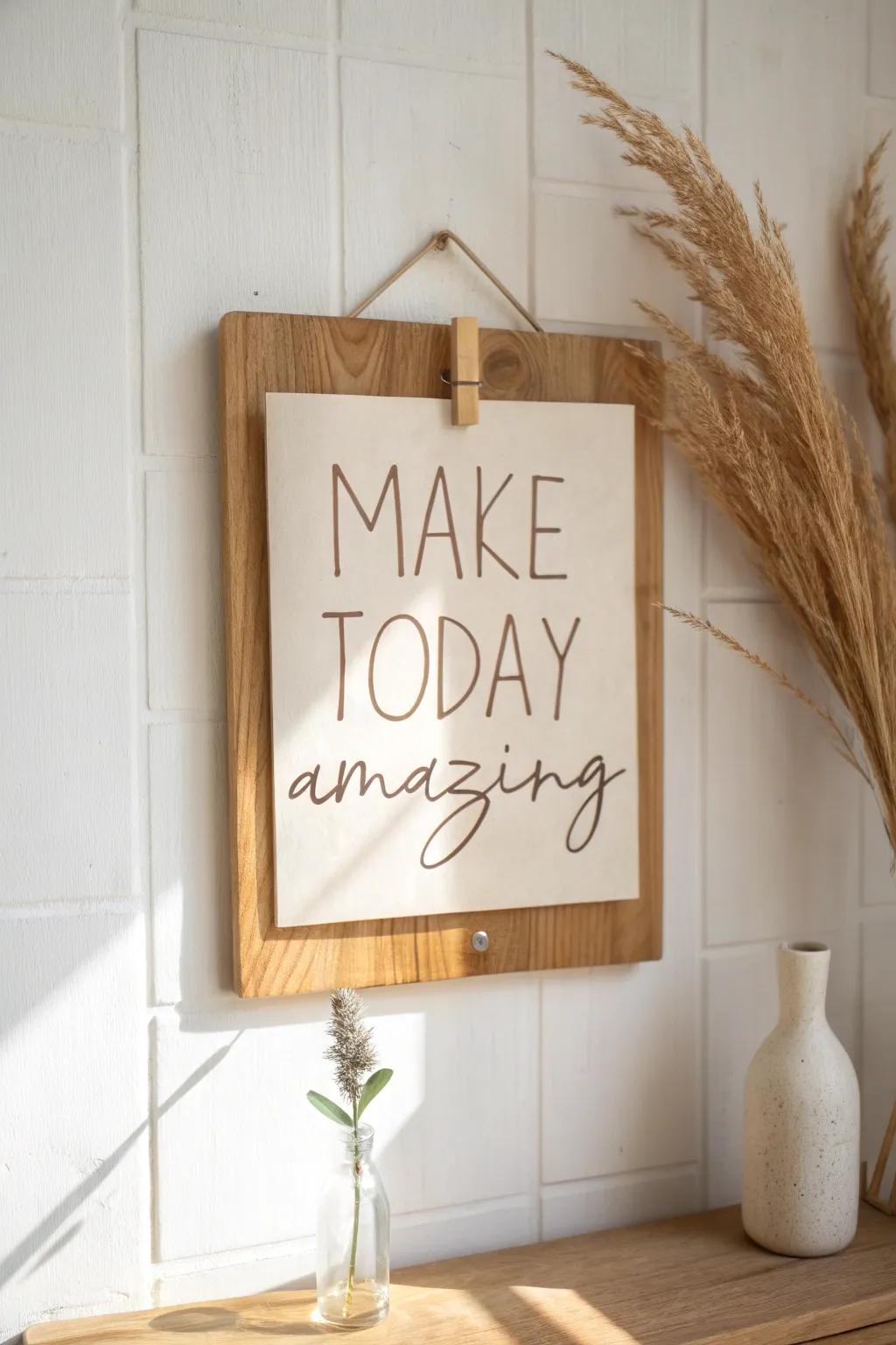 Start your week inspired: 'Make today amazing' on a minimalist bulletin board.