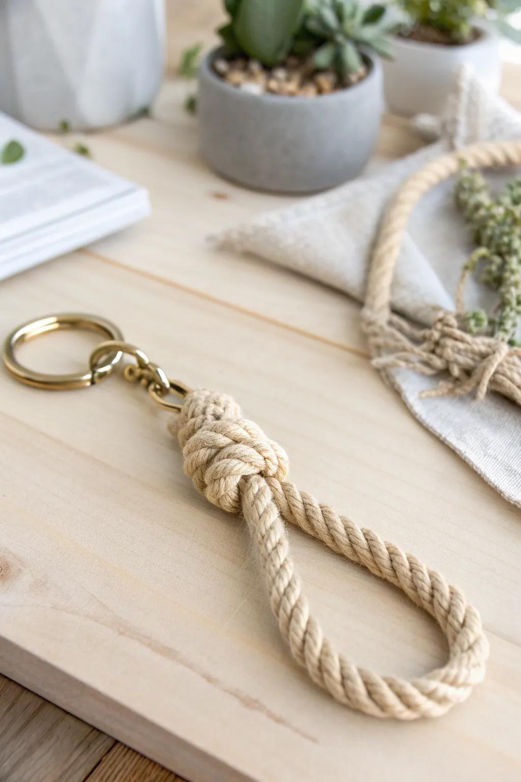 Elevate your everyday essentials with a touch of artisanal charm. This rope keychain is where minimalism meets boho elegance.