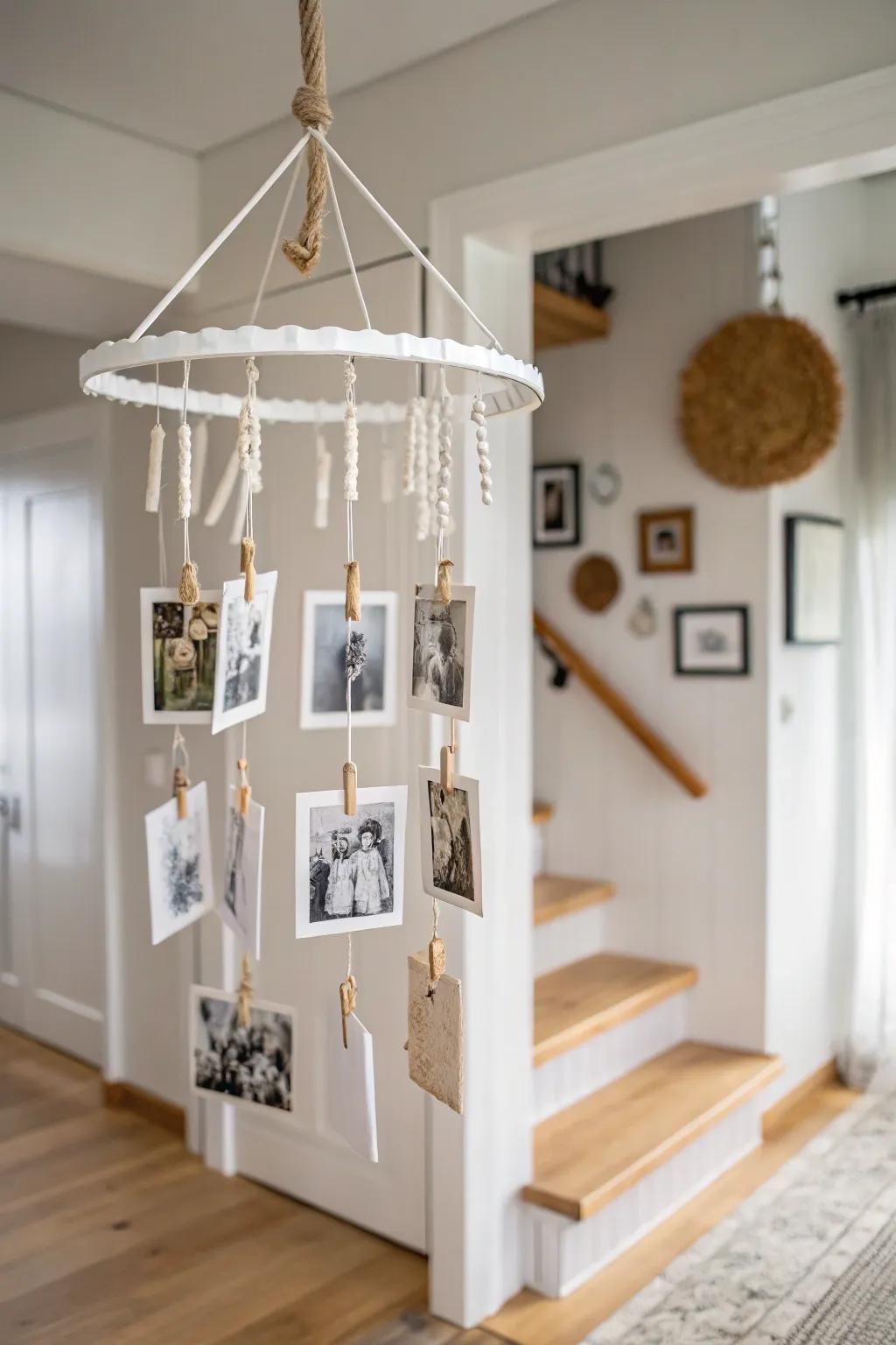 Capture memories in motion with this chic, upcycled photo mobile!