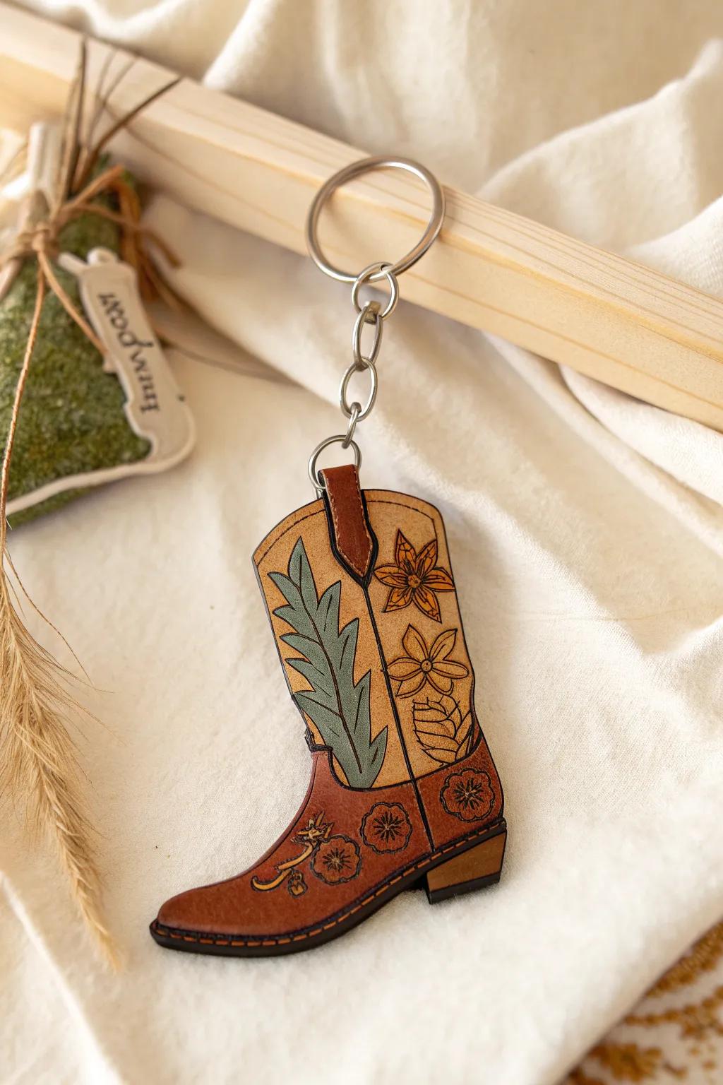 Add a touch of western charm to your keys with these handcrafted cowboy boot keychains. Perfectly blending rustic and minimalist styles!
