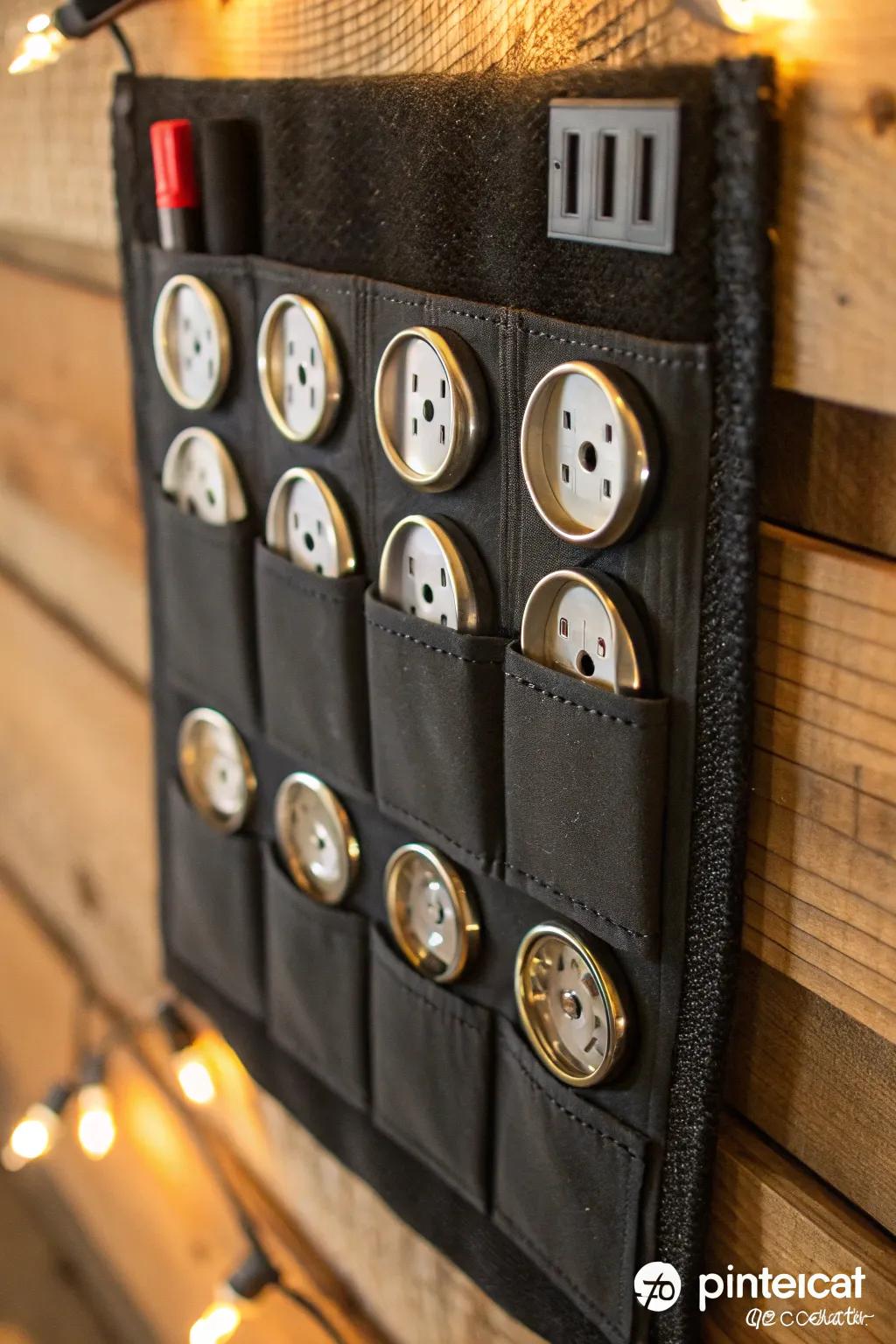 Transform your workspace with Velcro strip magic - effortlessly organize and rearrange your sockets in style!