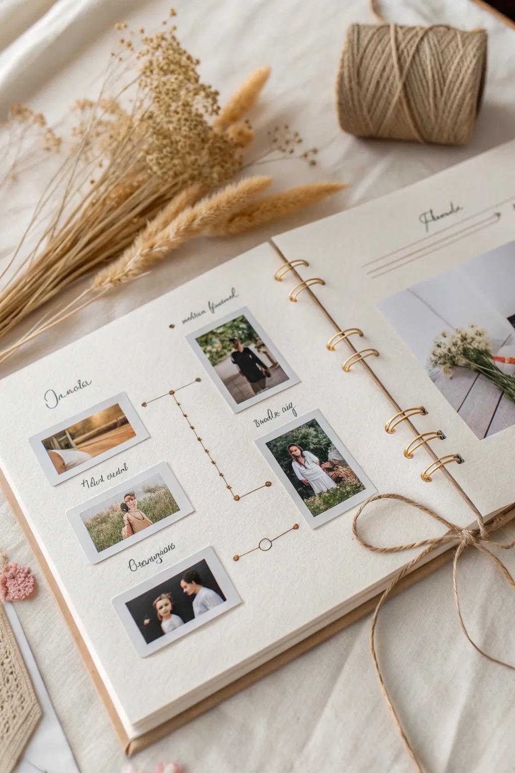 Craft your story with elegance: a minimalist timeline scrapbook layout that beautifully captures your memorable journey.