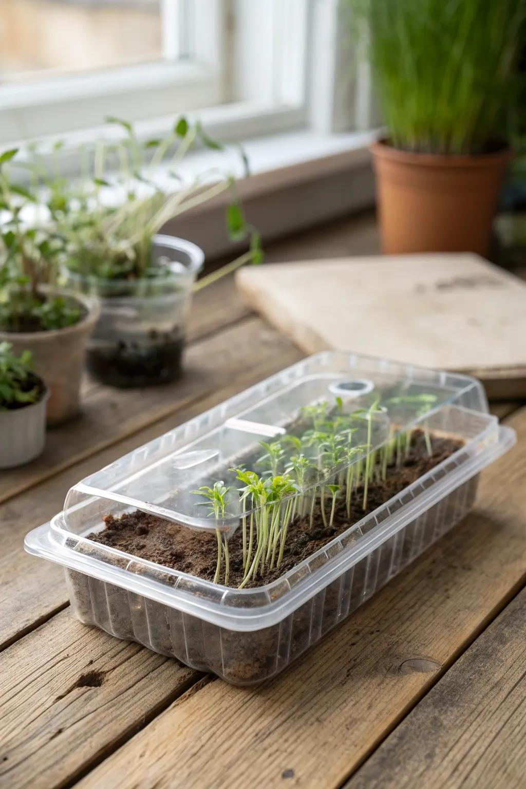 Transform fruit boxes into charming mini greenhouses for your seedlings - a simple and stylish upcycling idea!