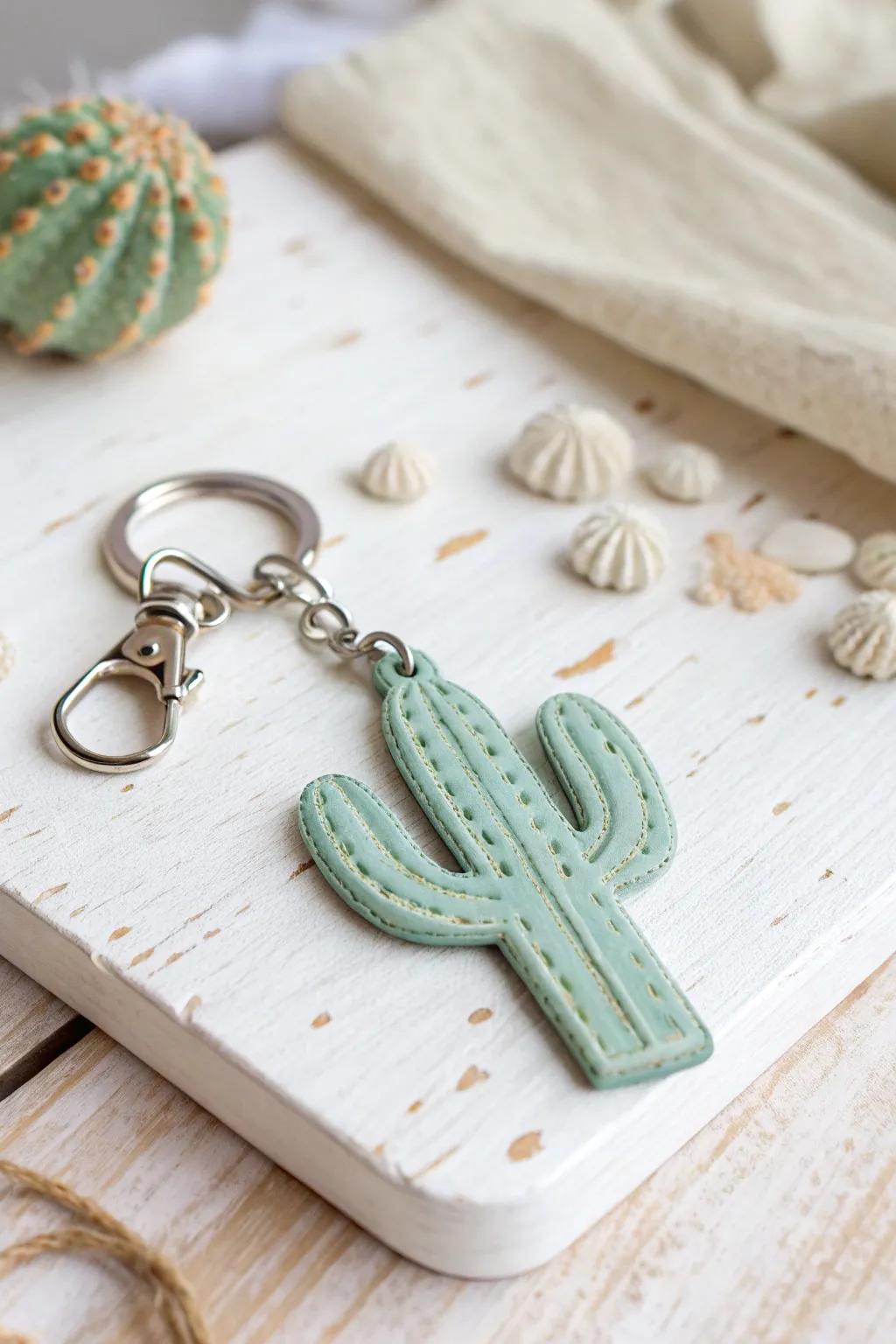 Carry a touch of handmade charm with this delightful cactus keychain, a perfect blend of creativity and minimalist elegance.