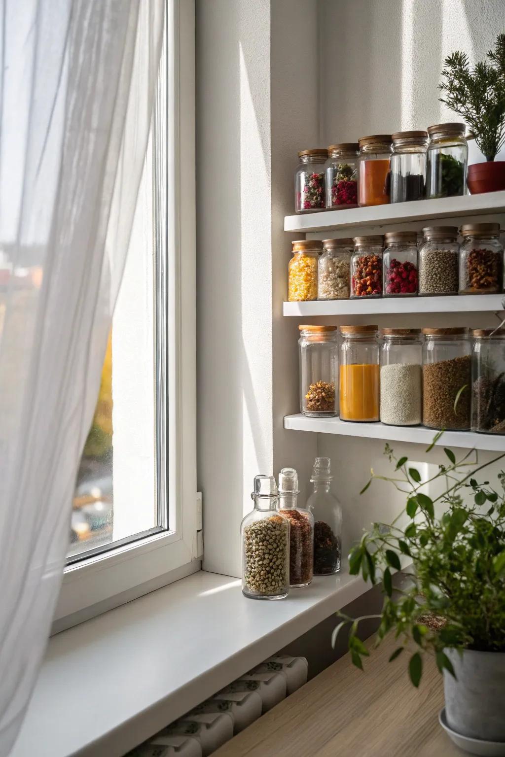 Create your own chic window sill pantry with a touch of Scandinavian minimalism and Boho charm.