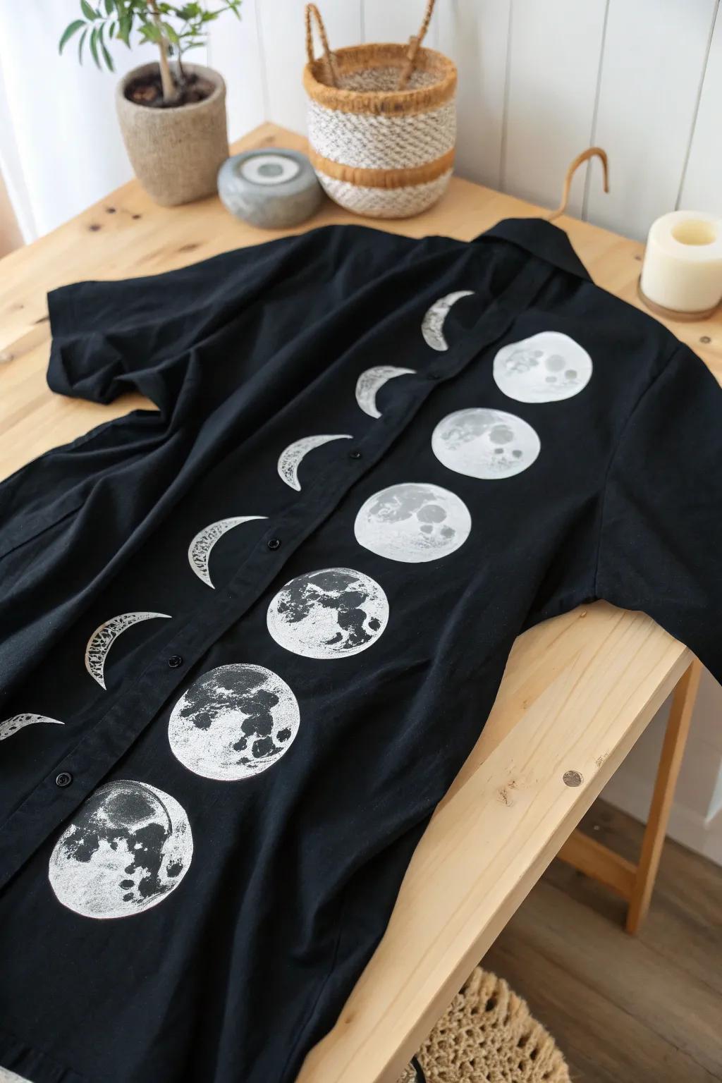 Embrace the mystical beauty of the moon with this celestial bleach dye design.