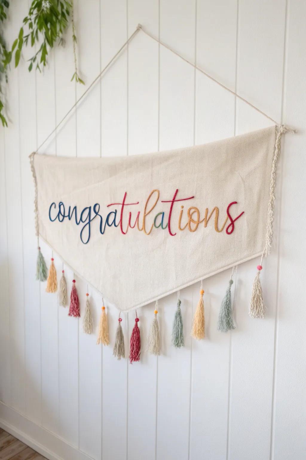 Celebrate with style: A personalized touch to your congratulations banner.