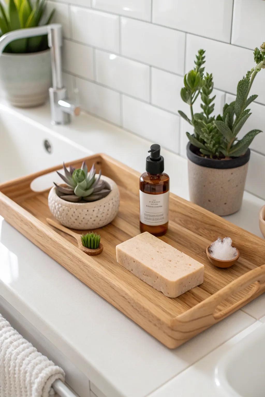 Elevate your bathroom with a touch of Scandinavian elegance—this stylish tray keeps things organized and oh-so-chic! 🌿✨ #BathroomBeauty #MinimalistDecor
