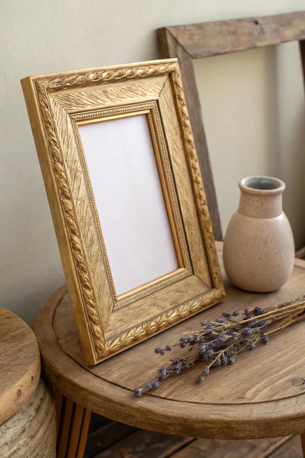 Transform your space with a touch of gold - a simple DIY frame with gilded edges for effortless elegance.