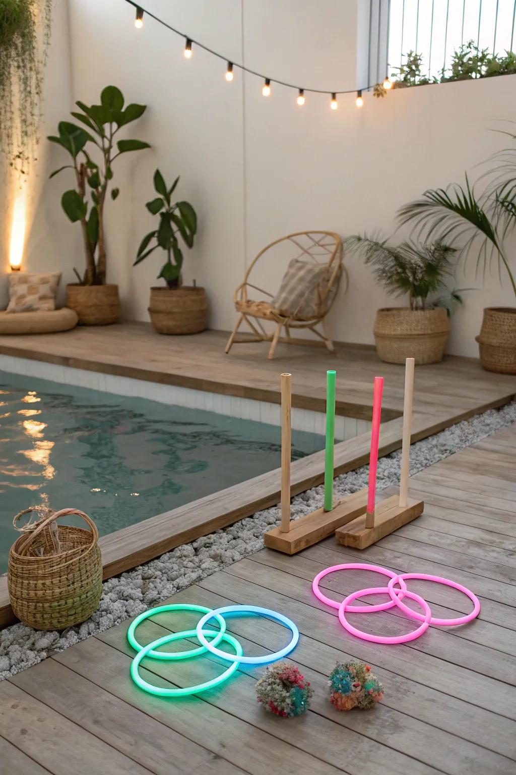 Illuminate your pool party with enchanting glow-in-the-dark games for a night of unforgettable fun.