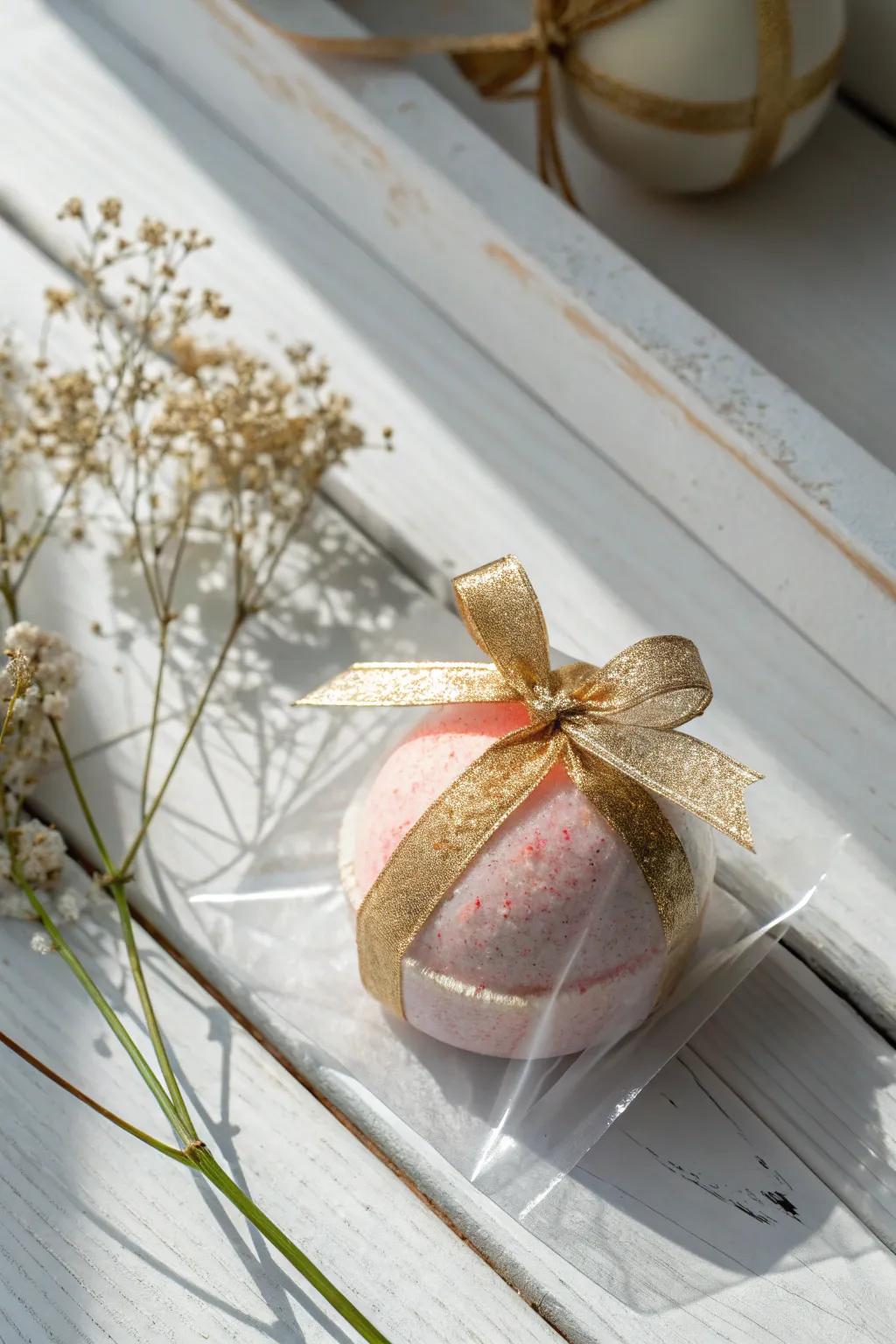 Add a dash of glittery glamour to your bath bomb packaging for a touch of elegance and style.